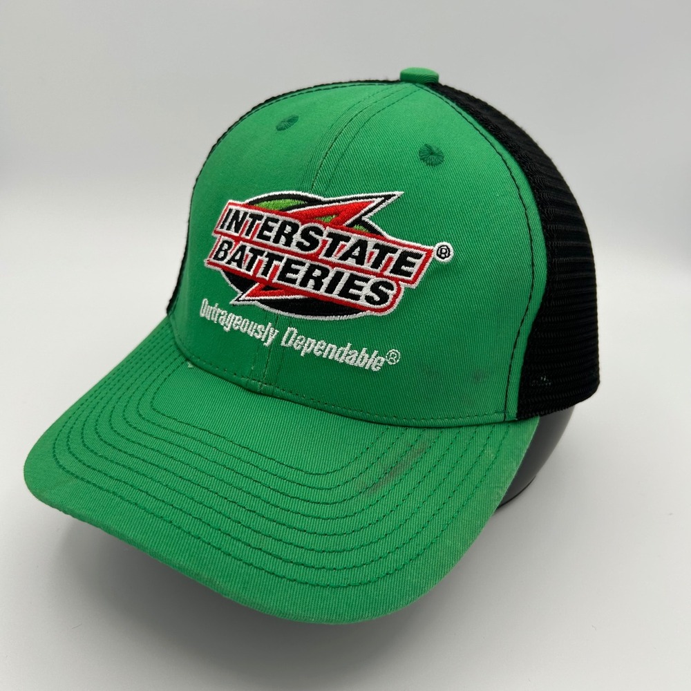 Interstate Batteries Trucker Hat Mens OSFA Green Black Mesh Racing Y2K Style